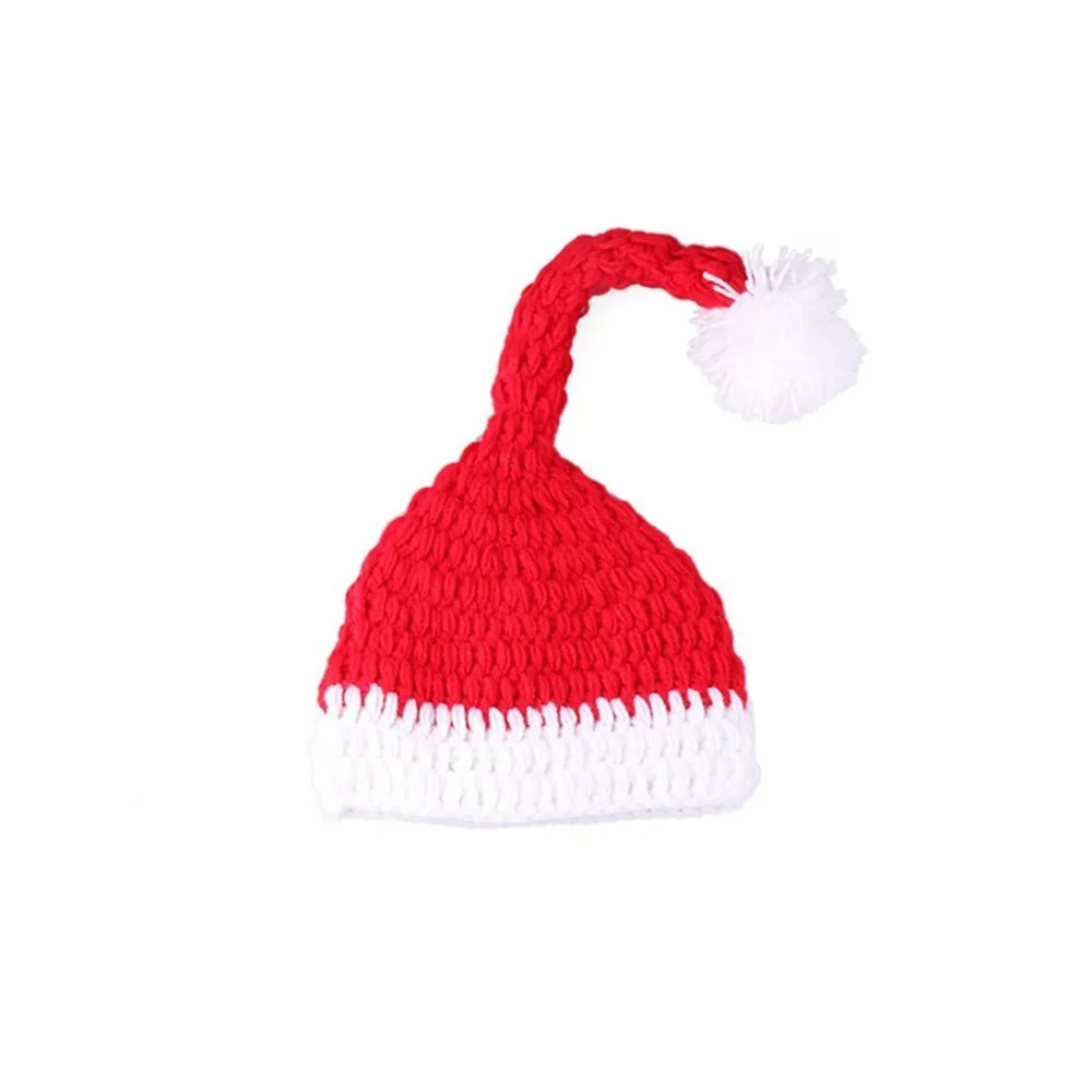 Вязаный крючком маленьких реквизит для фотографии новорожденных Костюм Санта Клауса для фотосессии новорожденных вязаная детская Рождественская шапка зимняя шапочка - Цвет: A