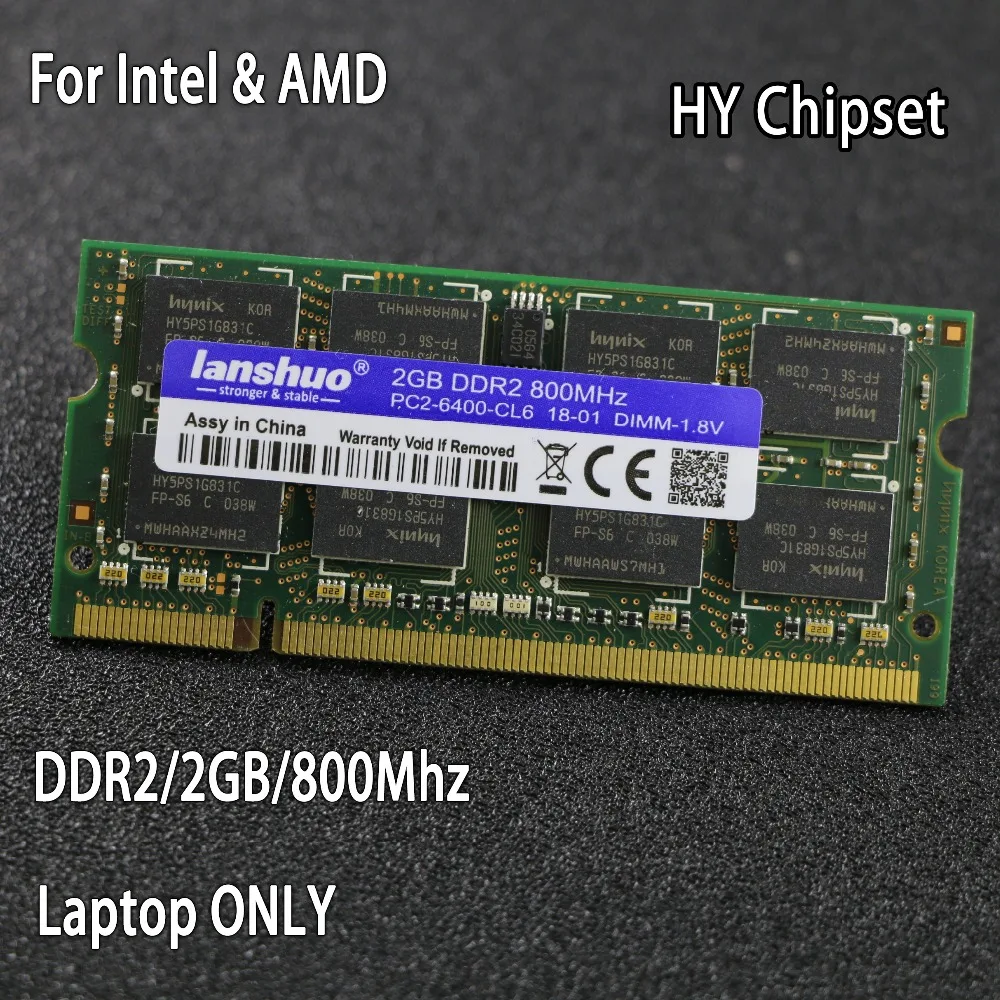 En Ligne Original chipset DDR2 2 gb 800 mhz 800 PC2 6400 DDR 2 2g portable mémoire D ordinateur Portable RAM 200PIN SODIMM pour intel pour amd plate forme