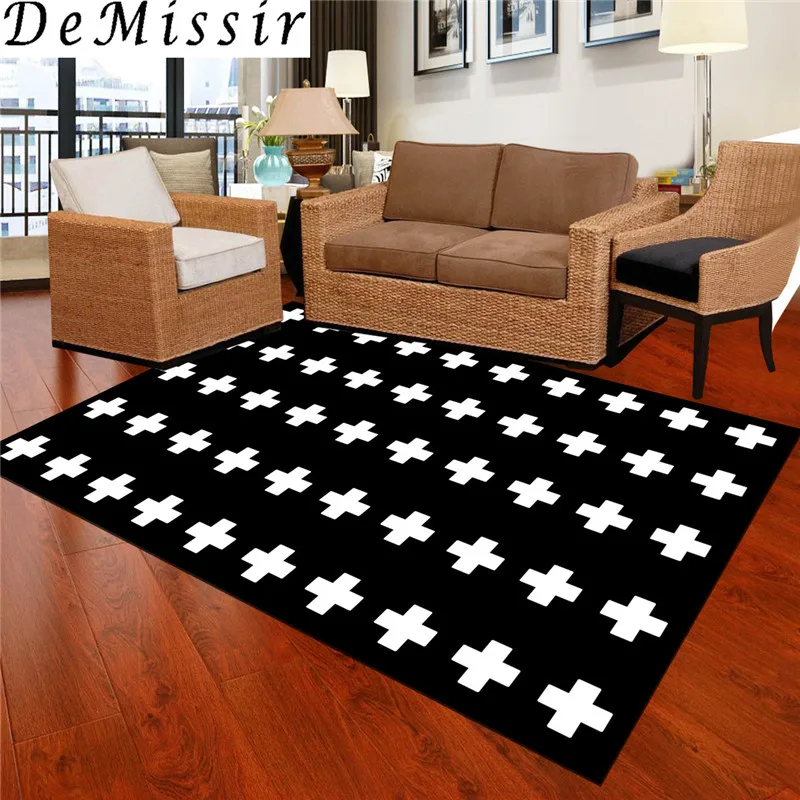 DeMissir 3D zebra White Black Large Carpet For Living Room Geometry Pattern Northern Europe Sofa Tea Table Bedroom Rectangle