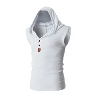 2025 nouvelle marque chemise sans manches extensible décontracté mode débardeur à capuche hommes vêtements d'extérieur ajustés vêtements minces 4
