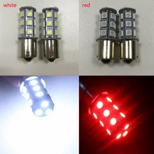 Pieces of 2 1156 S25 Ba15s 5050 18-smd White/Red LED Bulbs for Back Up Reverse Lights,Brake Lights,Tail Lights,Rv lights