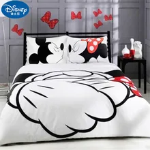 Disney's Cartoon Mickey Minnie 3D Print Cotton Bedding Set Adult Twin Full Queen King White Black Decorative Duvet Cover