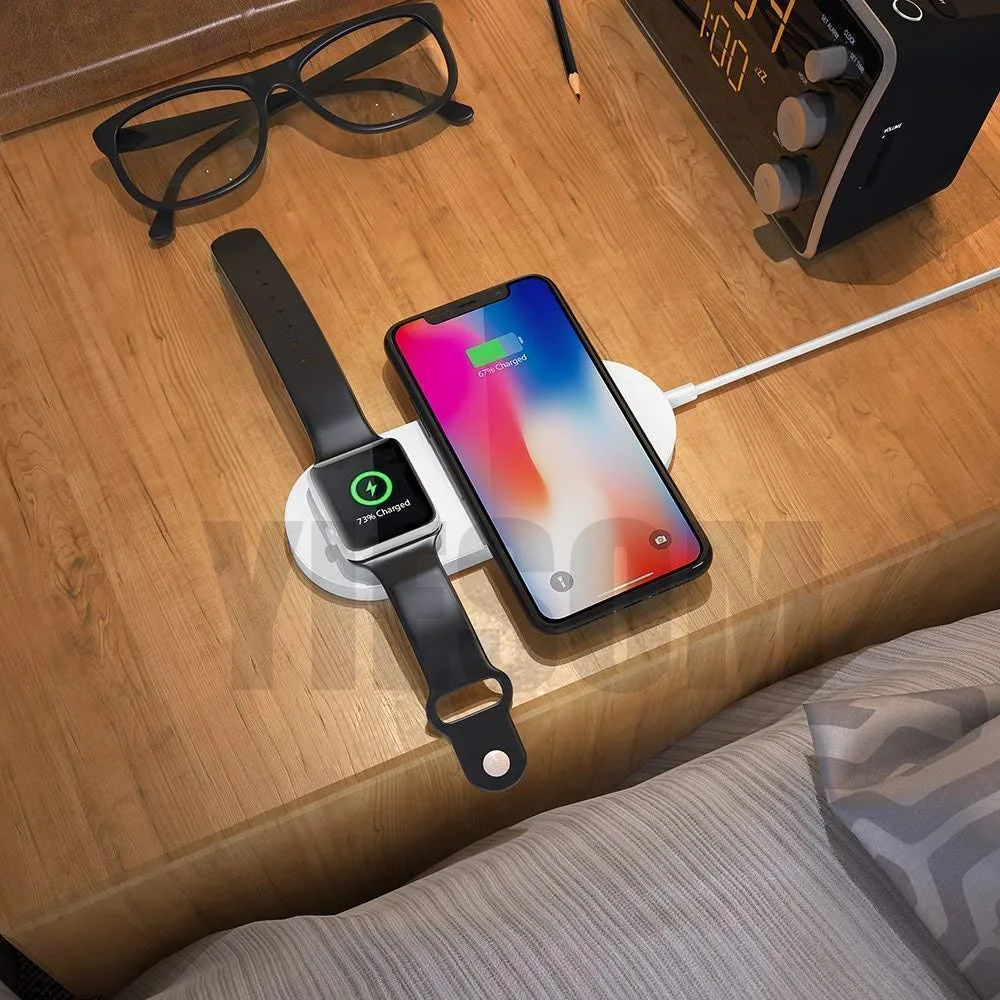 Qi Wireless Charger For iPhone X XR XS MAX 8 Plus Quick Fast Charging Pad For Apple Watch 123 For Sumsang Note 9 8 S8 Plus S9+ (10)