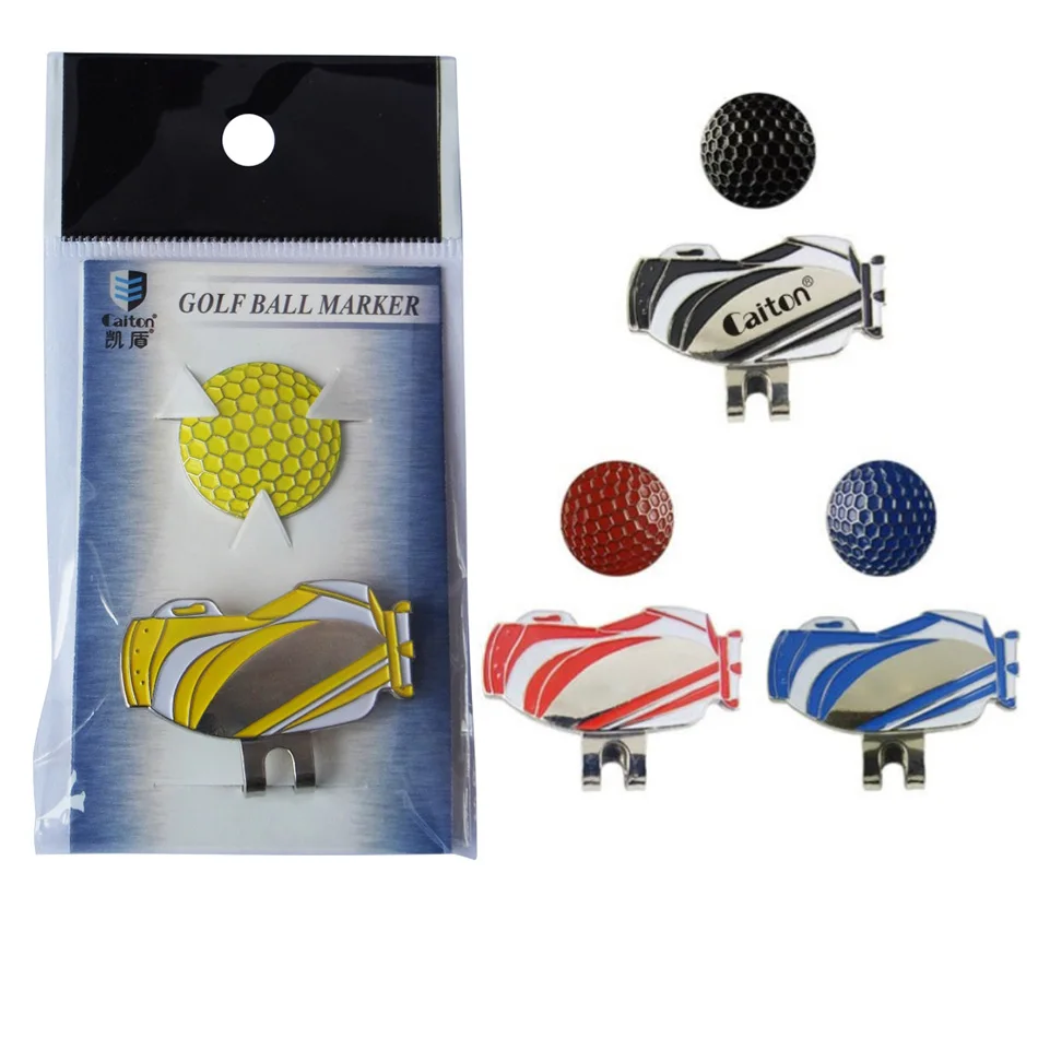 Buy Portable Golf Bag Pattern Alloy Golf Ball Marker With Hat Visor