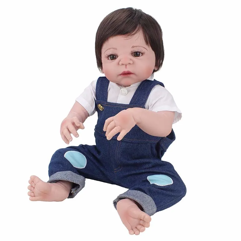 Boneca bebes reborn 2" 57 см полный силиконовый винил reborn baby boy body куклы игрушки для детей подарок realita menino малыш