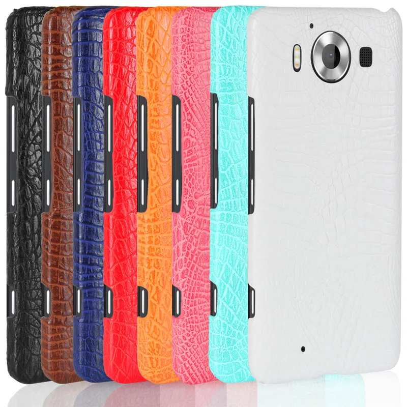 

For Nokia Lumia 950 Case Crocodile Grain Hard PC+PU Leather Surface Back Cover Case for Nokia Lumia 950 Hard Shell Cover