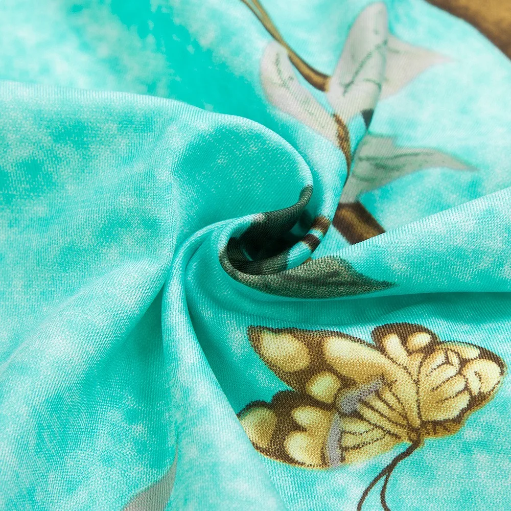 New130* 130 цветы и птицы джунгли Шелковый сатиновый шарф для женщин русская шаль арабский хиджаб шарфы с Одежда обертывания foulard A112