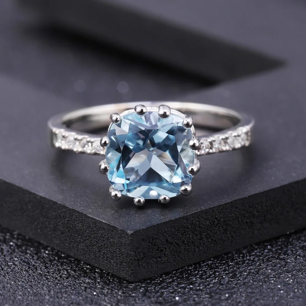 GEM'S BALLET 4.68Ct натуральный голубой топаз драгоценный камень кольцо 925 пробы серебряные кольца для женщин модные свадебные ювелирные изделия