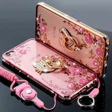 

For BBK Vivo Y55 5.2" Case Luxury Silm Secret Garden Flowers Rhinestone Plating Back Cover Case For Vivo Y55 stand & Rope