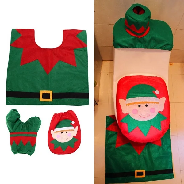 Christmas Decorations for Home Santa Claus Toilet Seat Cover Set Bathroom Product New Year Navidad Decoration - Цвет: 06