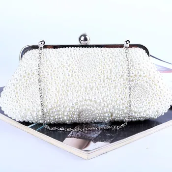 

7734-13B New Fashion Female Jewlery Bag high-grade Evening Bag Handmade Pearl Beaded bag ladies handbag
