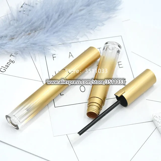 

5ML Gold Cosmetic Lip Gloss Refillable Tube Plastic Lip Gloss Container Silm DIY Cosmetic Liquid Lipstick Container 30pcs 50pcs