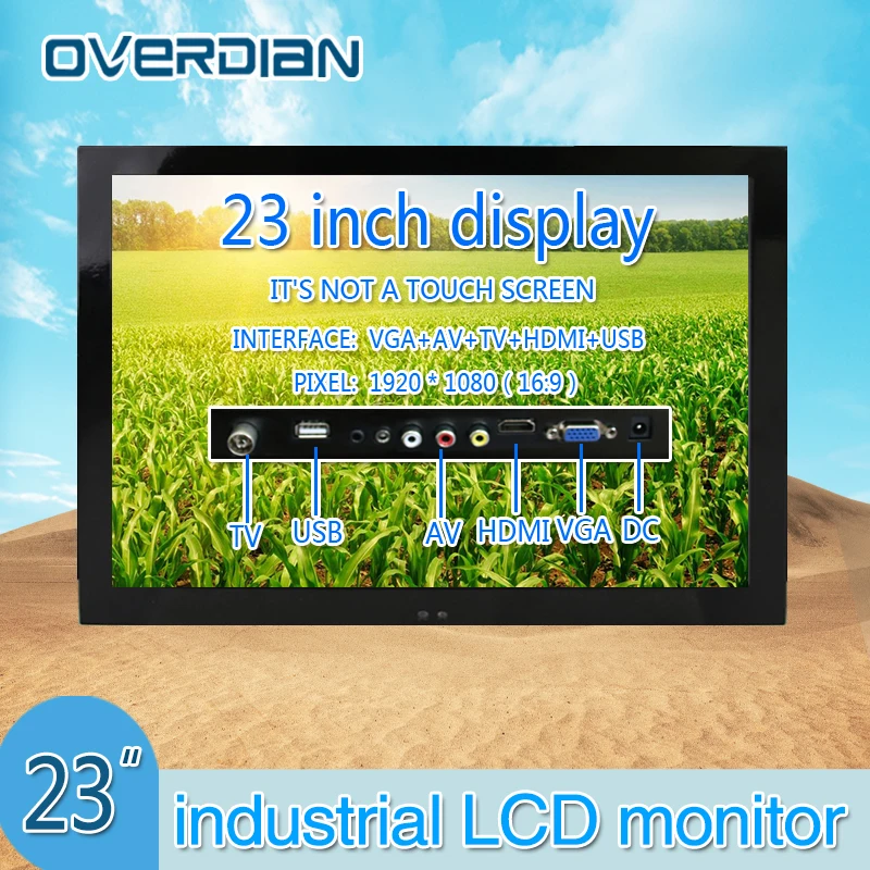 

23" VGA/HDMI/TV/AV/USB Connector Industrial Control Monitoring Non-touch Machines Metal Shell Lcd Monitor1920*1080 Hanger Fixed