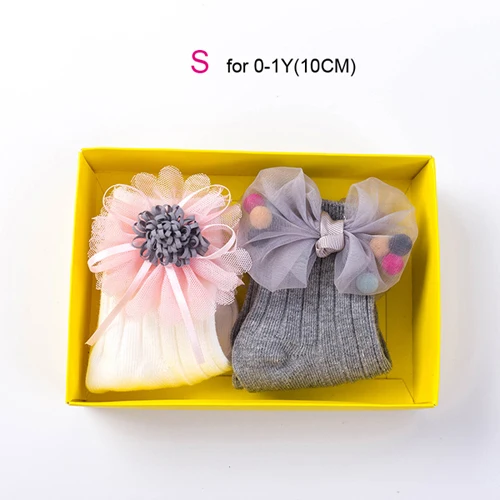 Носки для маленьких девочек 0-3-5 лет милые зимние короткие носки с рисунками для новорожденных мягкие дышащие хлопковые носки для маленьких мальчиков и девочек 2 пары - Цвет: D S