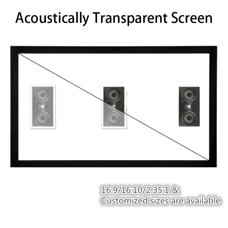 

F1WAW Homecinema 16:10 WidenScreen4K White Woven Acoustic Transparent Sound Acoustically Fixed Frame Projection Projector Screen