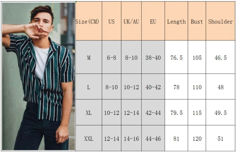 Летняя популярная повседневная мужская полосатая рубашка с классическим воротником, Повседневная рубашка с коротким рукавом