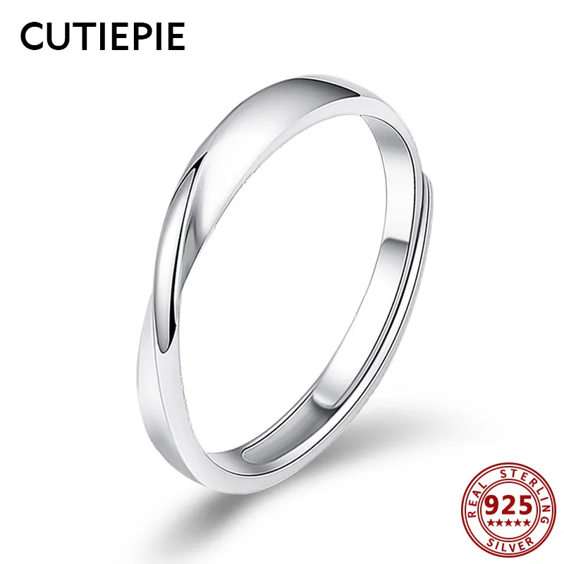 

CUTIEPIE 100% Real 925 Sterling Silver Mobius Eternal Love Rings for Women Clear Rotate Finger Ring Wedding Silver jewelry Gifts