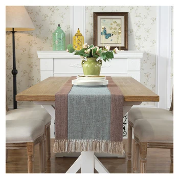 

Solid Color Household Tassel Table Runner Cotton and Linen Double Zen Tea Table Runner for Home Decoration