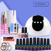 Набор для ногтей 24 Вт Светодиодный светильник Сушилка с 10 шт. 8 мл Гель-лак набор замочить от маникюра Инструменты для искусства гель для ногтей набор инструментов для маникюра Набор