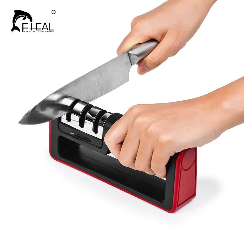 FHEAL Kitchen Knife Sharpener ABS+Stainless Steel Ceramic Knife