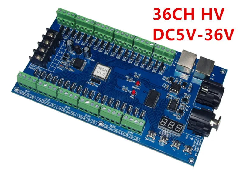

wholesale 1pcs DC5V-36V 36 channel 12groups RGB Easy 36CH DMX512 XRL 3P led controller, decoder,dimmer,drive for led strip light