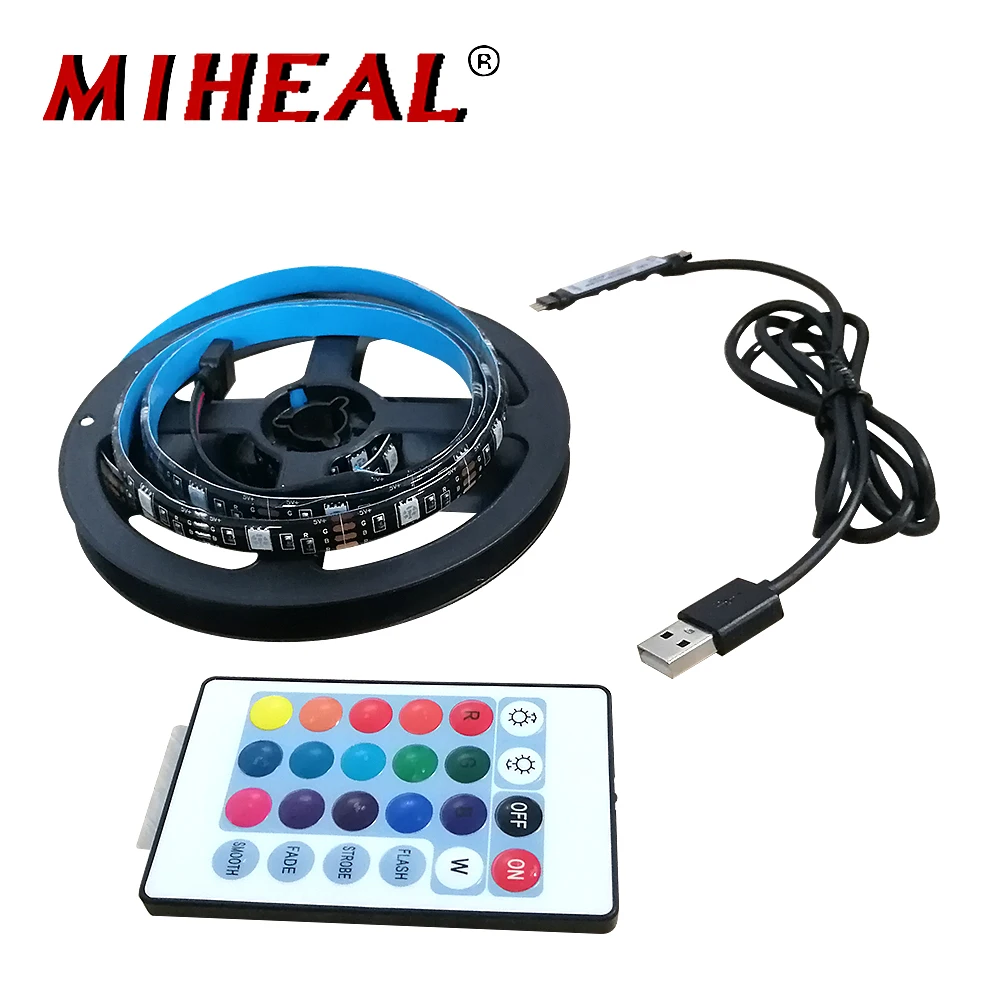 

USB LED Strip DC5V IP65 led Strip Light Lamp 30LEDs SMD 5050 1M 2M 3M 24Key Controller Desktop Decor Tape TV Background Lighting