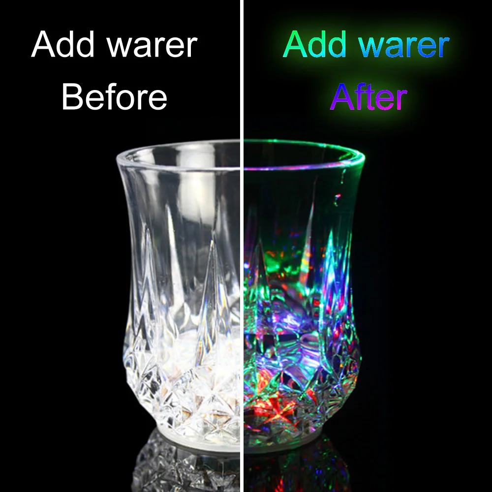LED Flashing Cup Polystyrene Sensor Light Up Wine Beer Glass Whisky Drinks Mug 