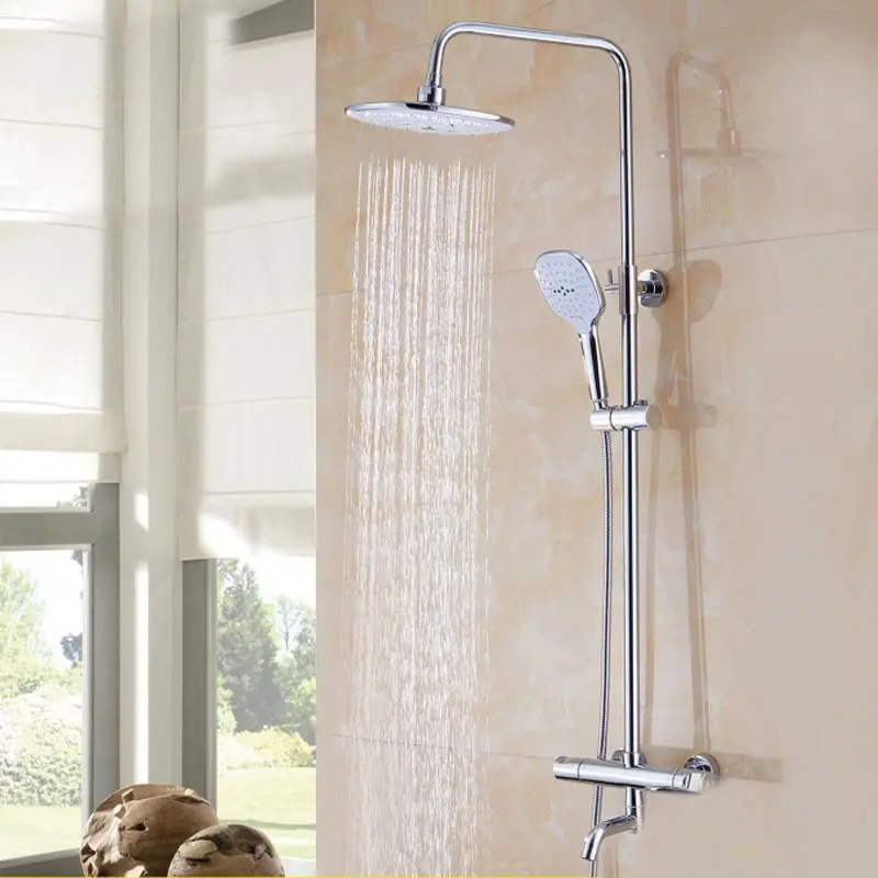 

ALL Copper chrome plated auto- thermostat control shower FAUCET SET THERMOSTATIC FAUCETS bathroom