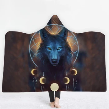 

Wolf animal 3D Blankets hats for relaxed sofa blankets comfortable good quality Fashion style brown best sellng blanket