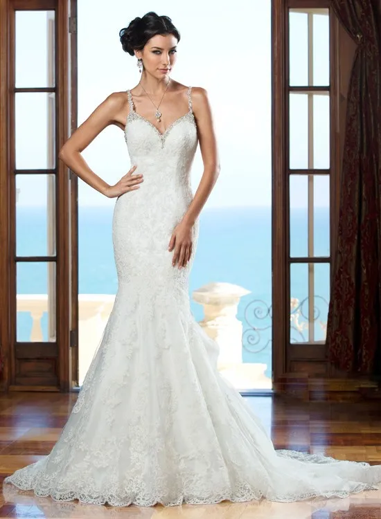 Модный Прибытия Vestido Де Novia Милая Русалка Свадебные Платья длиной до пола Суд Поезд Кружева Платья