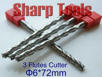 

6x72MM 3 Flute Mill Spiral Cutters Engraver CNC Wooden Bit Set, TOP Tungsten Steel Carbide End Mill Cutter for CNC Wood Router