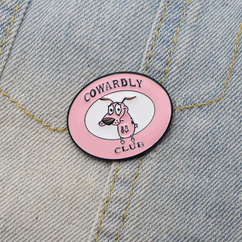 P2987 Dongmanli Courage The Cowardly Dog Metal Enamel Pins and Brooches for Women Men Lapel pin backpack bags badge pin Gifts