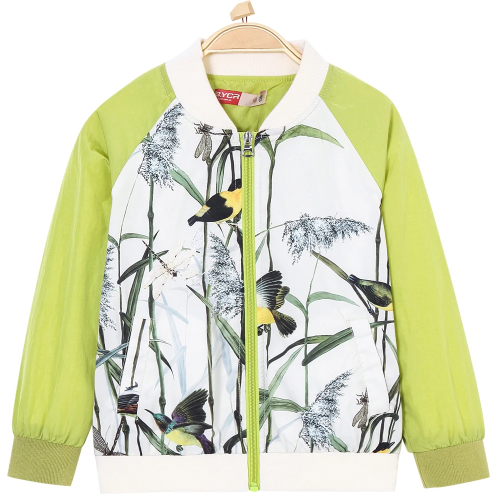 

Children Outerwear Bird Pattern Printed 6-14T Boy's Baseball Jackets Zipper Autumn Sports Windproof Waterproof Coat for Kids Men