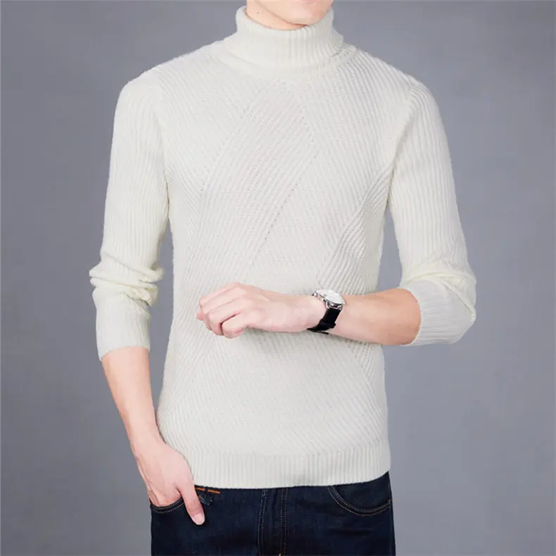 Heavy-Knit Sweater Men Pullover Thick Warm Turtleneck Sweater Thermal Underwear Wool Male Knitwear High Neck Plus size 4XL Brand 02