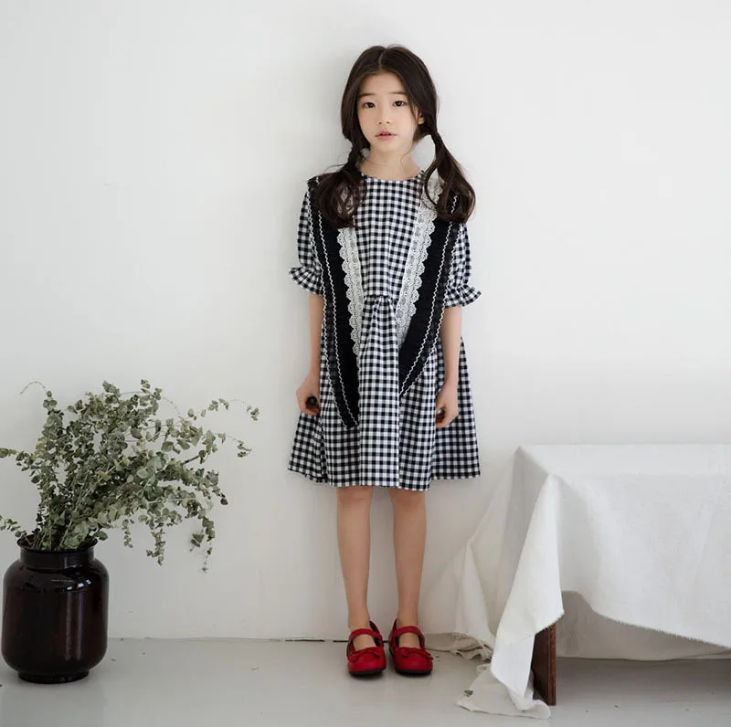 Cotton Plaid Blouse Dresses For Kids Petal Sleeve Ruffles Lace Princess Dress Baby Girls Knee Length Party Dresses Clothing 10 Y (1).jpg