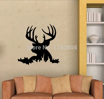 

44cm x 43cm One Large Deer Head Animal Decoration Car Sticker For Living Room Lounge Car Door Wall Art Vinyl Decal 13 Colors