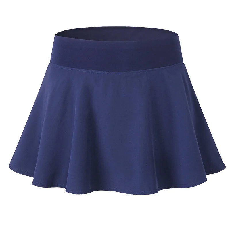 Новые спортивные теннисные кюлоты для йоги шорты для фитнеса Короткая юбка для бадминтона дышащие женские спортивные элегантные полозоченные Броши теннисная юбка для женщин - Цвет: Navy Blue