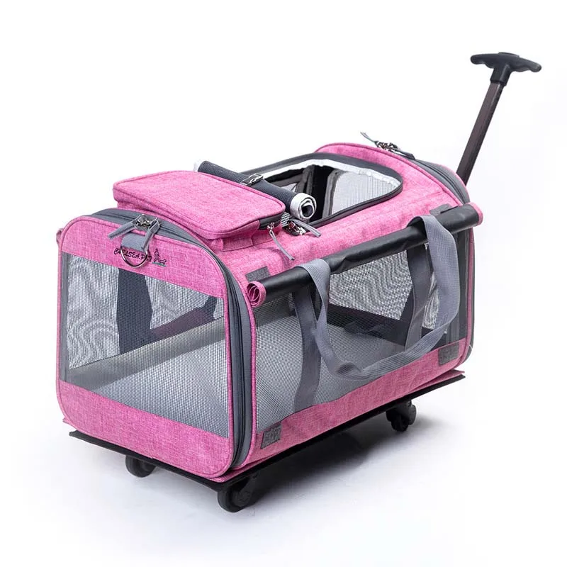 

Pets bags carry-on trolley case,Small animal universal wheel Luggage,Cat and dog outdoor rolling suitcase,Breathable pet house