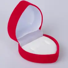 600 шт./лот Кольцо Серьги подарок Коробки хранения красная шкатулка сердце Форма открытой крышкой мини-милый переноски складной чехол 4.4*4.5*3.2