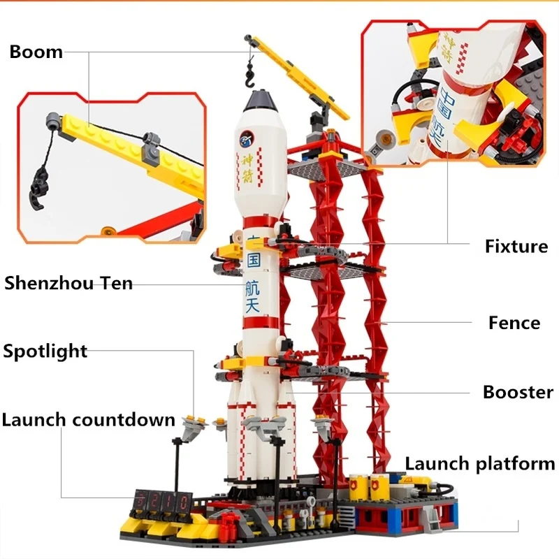 753PCS Aerospace Space Rocket Launch Center Building Blocks Children's Education Bricklaying Toys Compatible with Legoings 753PCS Aerospace Space Rocket Launch Center Building Blocks Children's Education Bricklaying Toys Compatible with Legoings