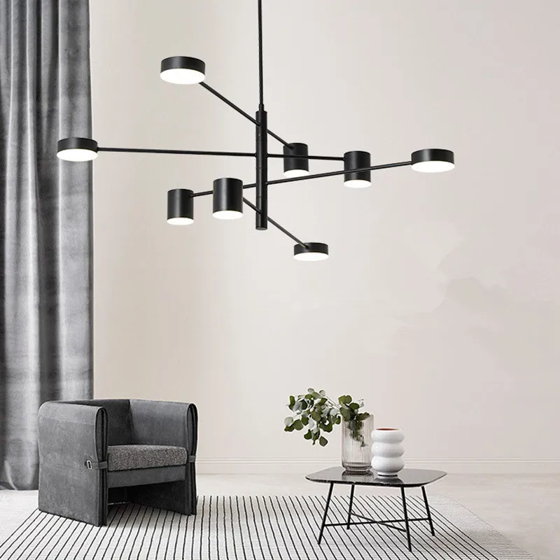 Modern Black Living Room Led Chandelier Creative Adjustable Heads Bedroom Hotel Hall Decoration Light Fixtures Free Shipping | Освещение