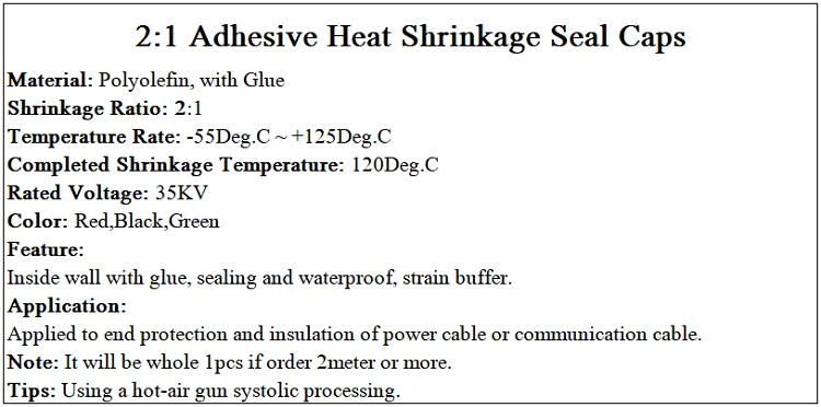 Термоусадочная уплотнительная крышка диаметром 15 мм x 40 мм длина кабеля рукав клеевая с клеевым швом Изолированная обёрточная проволока Защитная крышка Нижняя 35кВ