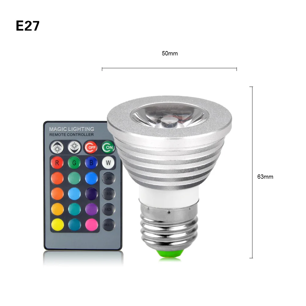 Затемняемый E27 E14 GU10 85-265 в 110 В 3 Вт 10 Вт RGB светодиодный светильник, ночник Точечный светильник+ пульт дистанционного управления для праздничный светильник - Испускаемый цвет: E27