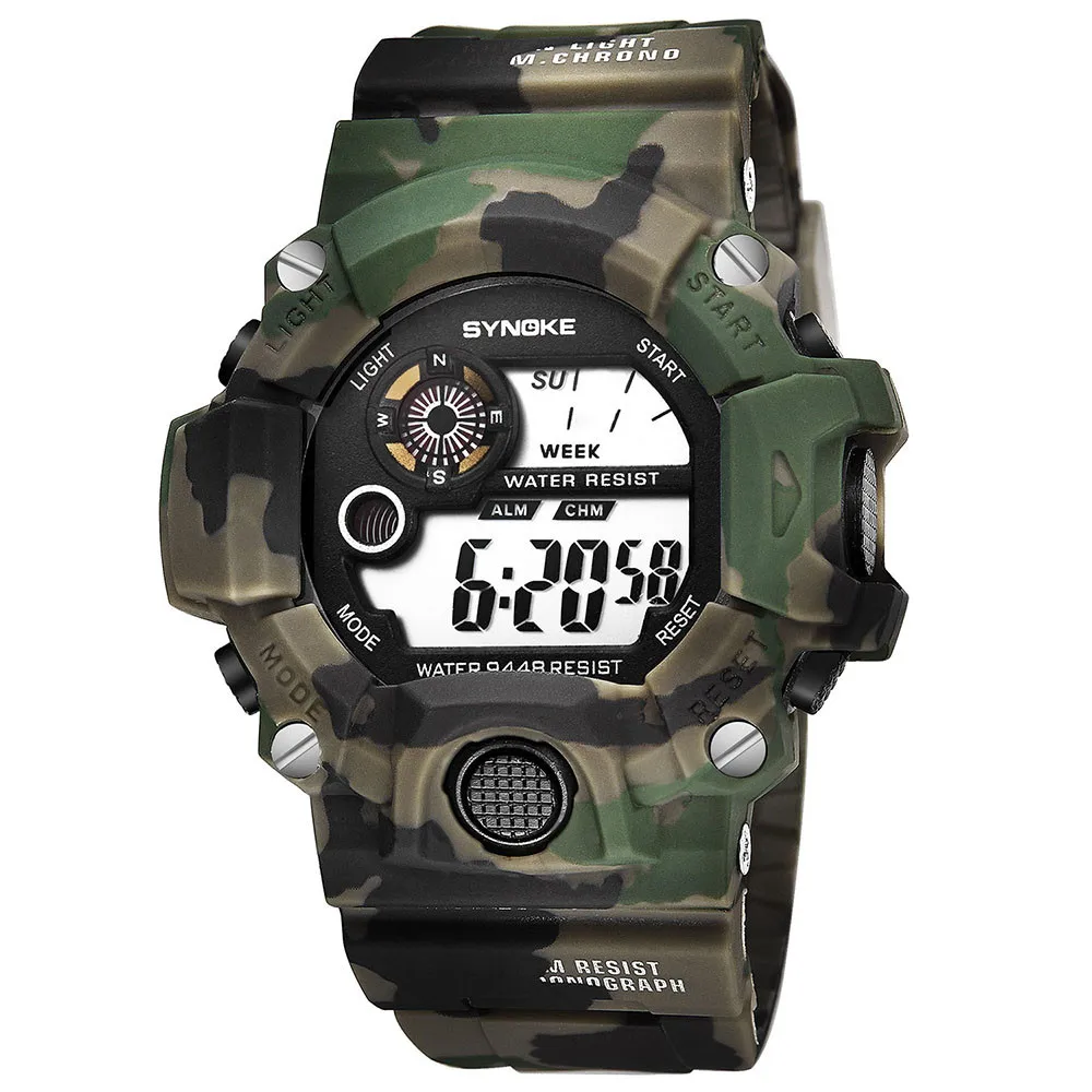 

Hot SYNOKE Men's Multi Function Military Sports Watch LED Digital Dual Movement watch New 128