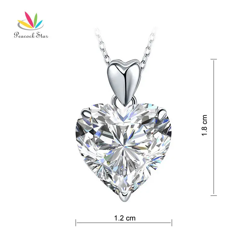 Павлин звезда 5 карат сердце кулон ожерелье твердые 925 пробы серебро модные свадебные ювелирные изделия CFN8043