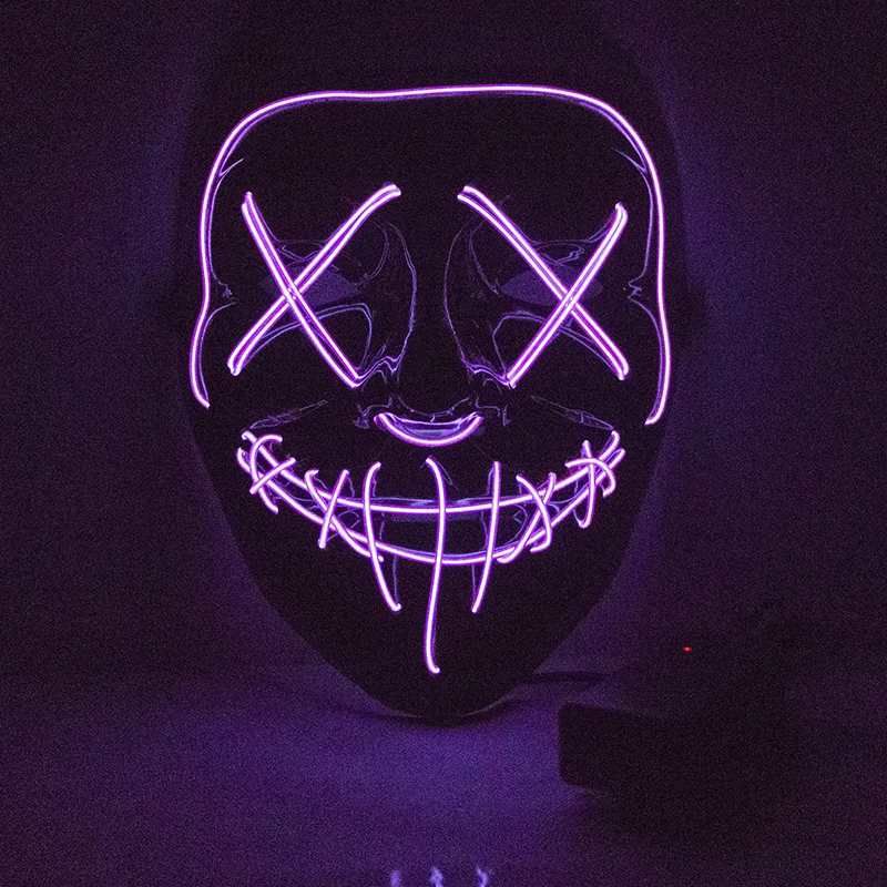 Светящаяся в темноте Горячая Хэллоуин неоновая маска светодиодный светильник маска продувка маска