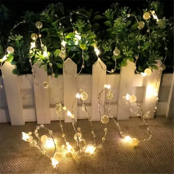 

Battery Operated Pearl LED copper wire String lights Pearlized Fairy Lights Desk Fixtures for Wedding Home Party Christmas Decor
