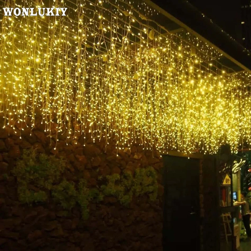 

Outdoor Curtain Icicle Garland 3.5M Droop 0.3-0.5m LED String Light Waterproof For New Year Christmas Home Decor With EU Plug