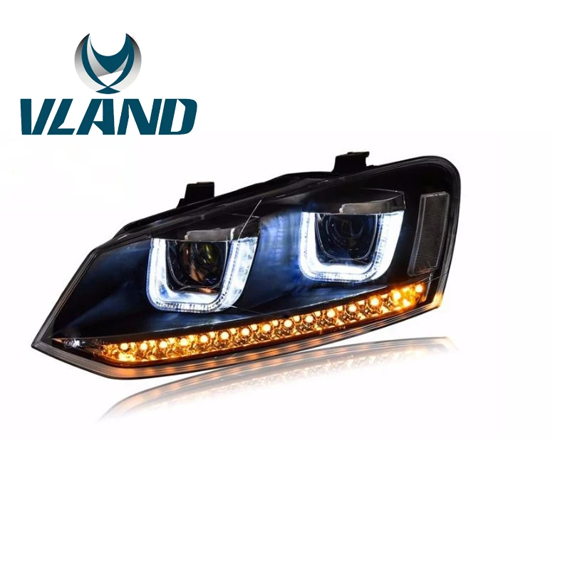 VLAND Car Styling Head Lamp For Volkswagen POLO 2013 2014 2015 LED