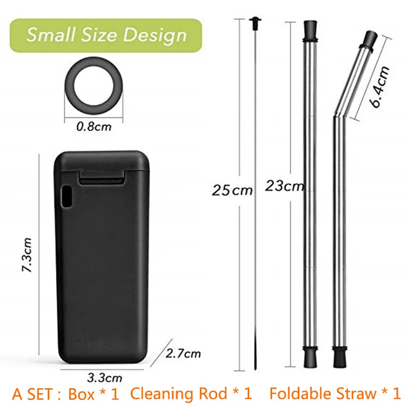 

2Set Foldable Reusable Food-grade Silicone Straws Portable Suits With Storage Boxes Cleaning Brushes Suitable For Parties Travel